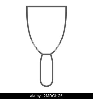 Putty knife thin line icon, tool and scraper, spatula sign, vector graphics, a linear pattern on a white background, eps 10. Stock Vector