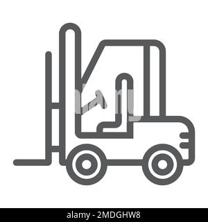 Forklift line icon, automobile and cargo, truck sign, vector graphics, a linear pattern on a white background, eps 10. Stock Vector