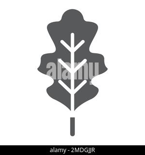 Oak leaf glyph icon, nature and botany, foliage sign, vector graphics, a solid pattern on a white background, eps 10. Stock Vector