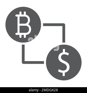 Bitcoin vs dollar glyph icon, finance and money, currency sign, vector graphics, a solid pattern on a white background, eps 10. Stock Vector