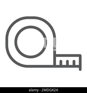 Tape measure line icon, tool and ruler, construction roulette sign, vector graphics, a linear pattern on a white background, eps 10. Stock Vector