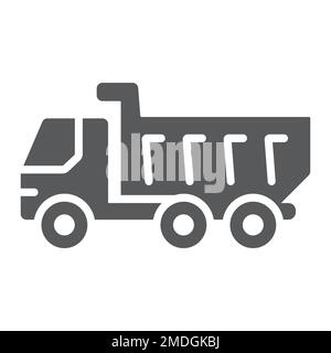 Dump truck glyph icon, vehicle and construction, car sign, vector graphics, a solid pattern on a white background, eps 10. Stock Vector