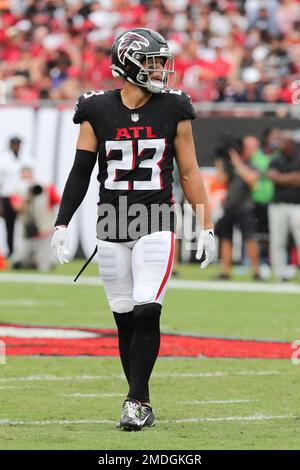 Atlanta Falcons safety Erik Harris (23) runs during an NFL football game  against the Washington Commanders, Sunday, November 27, 2022 in Landover.  (AP Photo/Daniel Kucin Jr Stock Photo - Alamy