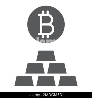 Bitcoin vs gold glyph icon, finance and money, currency sign, vector graphics, a solid pattern on a white background, eps 10. Stock Vector