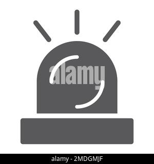 Alert glyph icon, attention and siren, alarm sign, vector graphics, a solid pattern on a white background, eps 10. Stock Vector
