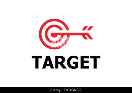 red arrow right on target logo, perfect hit concept, target goal winner icon vecto design illustration Stock Vector
