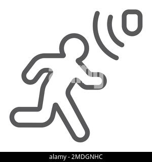 Motion detection line icon, security and detector, walking man sign, vector graphics, a linear pattern on a white background, eps 10. Stock Vector