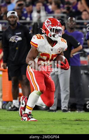 Kansas City Chiefs running back Derrick Gore catches a ball during NFL  football practice Thursday, June 3, 2021, in Kansas City, Mo. (AP  Photo/Charlie Riedel Stock Photo - Alamy