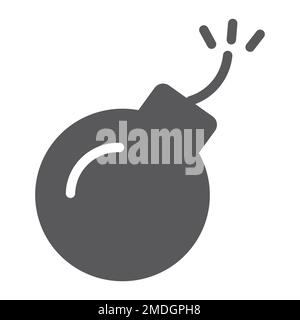 Bomb glyph icon, danger and weapon, explosion sign, vector graphics, a solid pattern on a white background, eps 10. Stock Vector