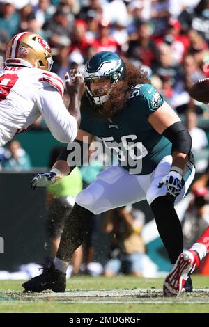 Philadelphia Eagles guard Isaac Seumalo watches play against the Dallas  Cowboys in the second half of an NFL football game in Arlington, Texas,  Sunday, Dec. 27. 2020. (AP Photo/Michael Ainsworth Stock Photo 