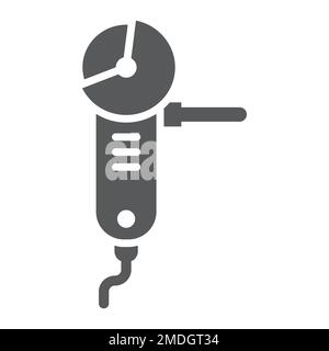 Angle grinder glyph icon, tool and equipment, cutter sign, vector graphics, a solid pattern on a white background, eps 10. Stock Vector
