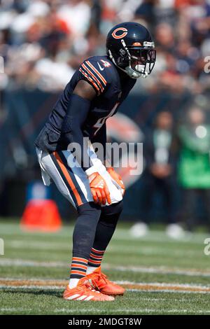 Chicago Bears safety Eddie Jackson (38) intercepts the football from Cincinnati  Bengals' A.J. Free (18) during the second half of play against the Cincinnati  Bengals at Paul Brown Stadium in Cincinnati, Ohio