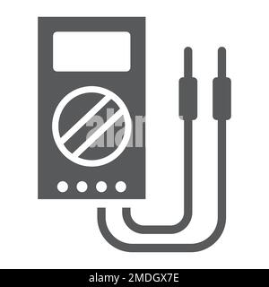 Digital multimeter glyph icon, tool and instrument, electric volmeter sign, vector graphics, a solid pattern on a white background, eps 10. Stock Vector