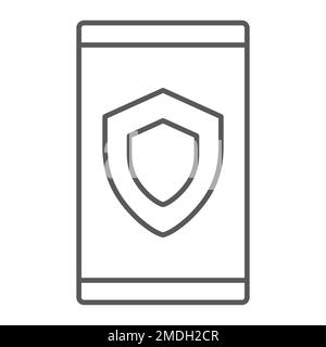 Device security thin line icon, data and protection, safety sign, vector graphics, a linear pattern on a white background, eps 10. Stock Vector