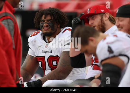 Tampa Bay Buccaneers offensive tackle Tristan Wirfs (78) in action during  an NFL wild-card play …