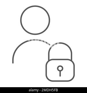 User unlocked thin line icon, privacy and safety, profile sign, vector graphics, a linear pattern on a white background, eps 10. Stock Vector