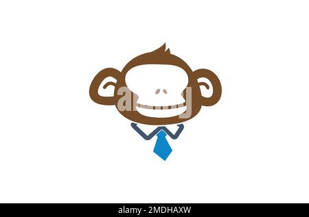 Monkey geek nerd faceless smile logo vector design icon illustration Stock Vector
