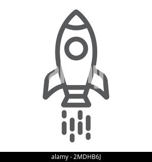 Spaceship line icon, shuttle and cosmos, rocket sign, vector graphics, a linear pattern on a white background, eps 10. Stock Vector