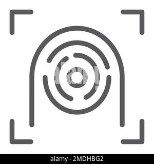 Fingerprint scanner line icon, security and finger, touch id sign, vector graphics, a linear pattern on a white background, eps 10. Stock Vector