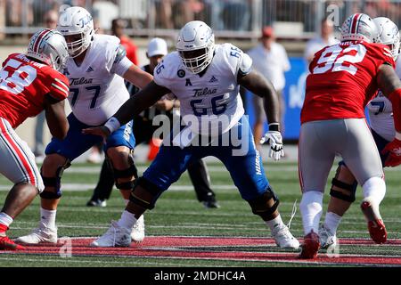 Tulsa offensive lineman Gerard Wheeler plays against Ohio State during ...
