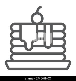 Pancakes line icon, pastry and food, crepe sign, vector graphics, a linear pattern on a white background, eps 10. Stock Vector
