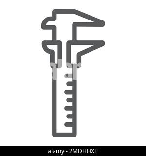 Vernier caliper line icon, tool and instrument, gauge sign, vector graphics, a linear pattern on a white background, eps 10. Stock Vector