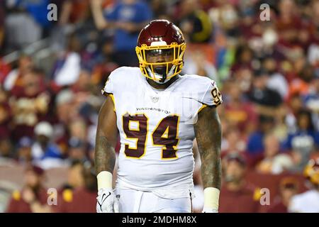 Landover, Maryland, USA. November 8, 2020:New York Giants strong safety  Jabrill Peppers (21) celebrates the fumble recover during the NFL Game  between the New York Giants and Washington Football Team at FedEx