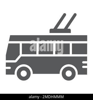 Trolleybus glyph icon, transport and public, traffic sign, vector graphics, a solid pattern on a white background, eps 10. Stock Vector