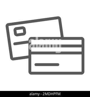 Swipe credit card line icon, bank and transaction, pay sign, vector graphics, a linear pattern on a white background, eps 10. Stock Vector