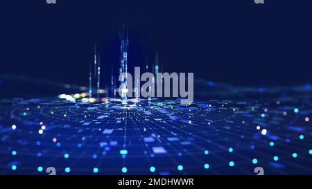 Data technology abstract futuristic 3d illustration. Big data ...