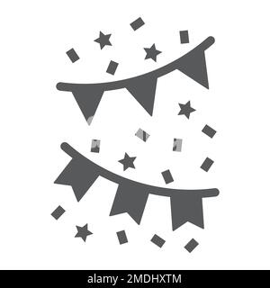 Holiday flags garland glyph icon, party and decoration, paper garland sign, vector graphics, a solid pattern on a white background, eps 10. Stock Vector