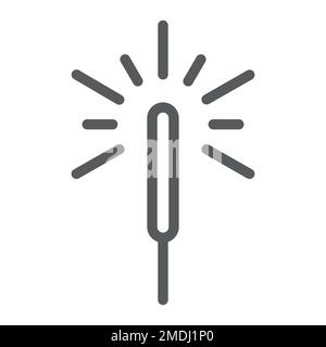 Sparkler line icon, flame and firecracker, bengal sign, vector graphics, a linear pattern on a white background, eps 10. Stock Vector