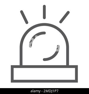 Alert line icon, attention and siren, alarm sign, vector graphics, a linear pattern on a white background, eps 10. Stock Vector