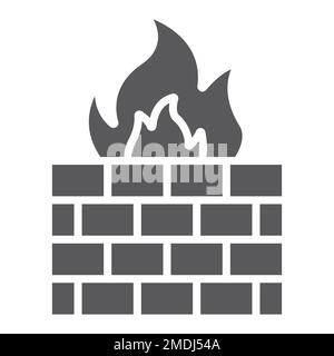 Firewall glyph icon, fire and security, wall sign, vector graphics, a solid pattern on a white background, eps 10. Stock Vector