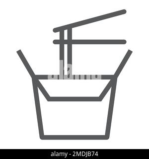 Wok box line icon, chinese and food, noodle sign, vector graphics, a linear pattern on a white background, eps 10. Stock Vector