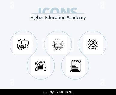 Academy Line Icon Pack 5 Icon Design. study. bacteria. laptop. university. education Stock Vector