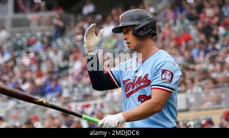 This is a 2023 photo of right fielder Max Kepler of the Twins baseball  team. This image reflects the Twins active roster as of Friday, Feb. 24,  2023, in Fort Myers, Fla.