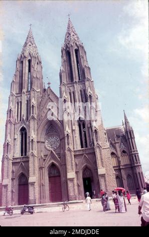 St. Philomena’s Cathedral is a Catholic church that is the cathedral of the Diocese of Mysore, India. The full name is the Cathedral of St. Joseph and St. Philomena. It is also known as St. Joseph's Cathedral. One of the largest cathedrals in India, St. Philomena's Cathedral in Mysuru is a remarkable example of Gothic architecture. The majestic church, built to honour the memory of Saint Philomena, a Latin Catholic Saint of the Roman Catholic Church, draws inspiration from the beautiful Cologne Cathedral of Germany. Stock Photo