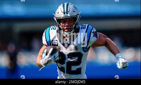 Carolina Panthers running back Christian McCaffrey (22) warms up before an NFL  football game against the Washington Football Team Sunday, Nov. 21, 2021,  in Charlotte, N.C. (AP Photo/Jacob Kupferman Stock Photo - Alamy