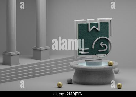 Beautiful abstract illustrations Delivery Returns symbol icon on a fountain and column background. 3d rendering illustration. Online Shopping. Stock Photo