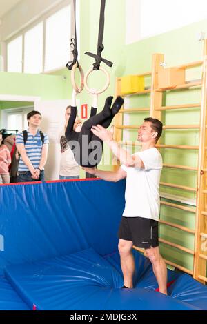 MOSCOW, RUSSIA-DEC 18, 2022: training athlete sport activity gymnastic body competition isolated girl exercise workout strong Stock Photo