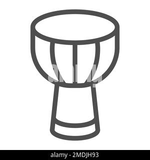 African drum line icon, musical and instrument, african wood djembe sign, vector graphics, a linear pattern on a white background, eps 10. Stock Vector