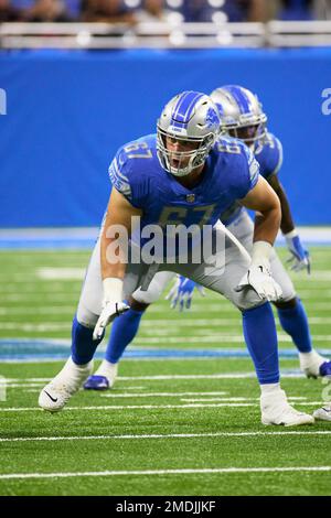 Detroit Lions offensive tackle Matt Nelson (67) blocks