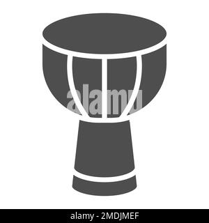 African drum glyph icon, musical and instrument, african wood djembe sign, vector graphics, a solid pattern on a white background, eps 10. Stock Vector
