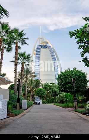 Dubai, UAE , United Arab Emirates. November 27th, 2022.: world's first seven stars luxury hotel Burj Al Arab, most expensive hotel in the world. Stock Photo
