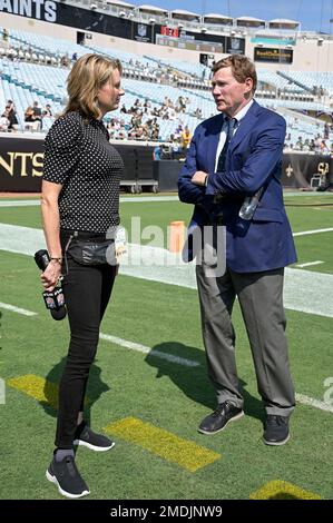 NFL sideline reporter Stacey Dales on the sidelines before the Los Angeles  Rams take on the San Francisco 49ers in the NFL NFC Championship game,  Sunday, Jan. 30, 2022 in Inglewood, Calif.