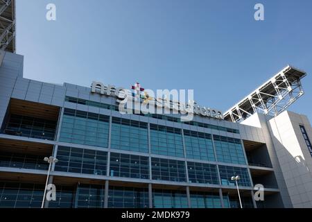 A general overall elevated interior view of NRG Stadium is seen before an NFL  football game between the Houston Texans and the Indianapolis Colts,  Sunday, Dec. 5, 2021, in Houston. (AP Photo/Tyler