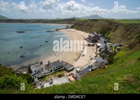 The village of Porthdinllaen near Morfa Nefyn on the Lleyn Peninsula, North Wales. A popular tourist destination. Stock Photo