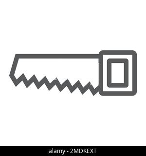 Hand saw line icon, tool and repair, handsaw sign, vector graphics, a linear pattern on a white background, eps 10. Stock Vector
