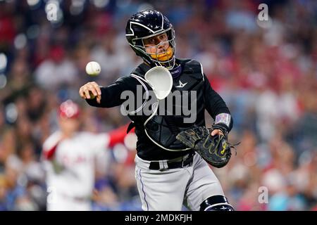 Colorado Rockies catcher Dom Nunez (3) in the second inning of a baseball  game Wednesday, April 20, 2022, in Denver. (AP Photo/David Zalubowski Stock  Photo - Alamy